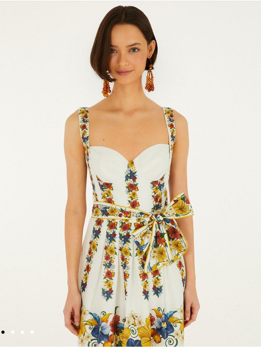 NWT L Farm Rio White Tropi Floral Belted Mini Dress